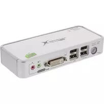 InLine Compact Desktop KVM jungiklis USB DVI 2 prievadai + garsas su 1,2 m kabeliais
