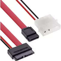 InLine Slimline SATA laidas, Slim SATA 13 kontaktų (7+6) prie SATA + maitinimo, 0,4 m