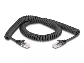 DeLOCK RJ45 spiralinis tinklo kabelis Cat.5e vyras-vyras 2 m juodas