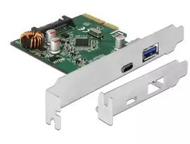 DeLOCK 90299 PCIe x4 plėtimo plokštė, 1x USB Type-C + 1x USB Type-A, USB 3.2 Gen 2 (10Gbps)