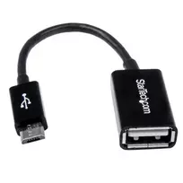 StarTech.com 5 colių Micro USB į USB OTG pagrindinės įrangos adapteris M/F, 0,127 m, Micro-USB B, USB A, USB 2.0, 0,48Gbit/s, juoda