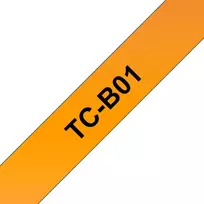 Brother lipdukų kasetė 12 mm (TC-B01) – juoda ant fluorescencinės oranžinės