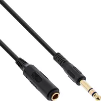 InLine ilginamasis laidas ausinėms 6,3 mm stereo M/F, auksuotas, juodas, 2 m