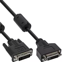 InLine DVI-D kabelis 24+1 M/F, Dual Link, 2 ferito žiedai, 3 m