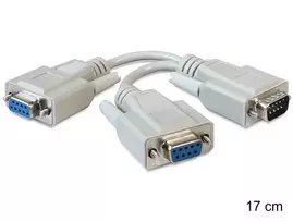Delock 65403 nuoseklusis Y adapteris DB-9 kištukas į 2x DB-9 lizdas, 0,17 m, sparnuotieji varžtai, smėlio spalvos