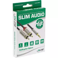 Garso laidas 3.5 mm M - 2x RCA M InLine Basic Slim S-99241