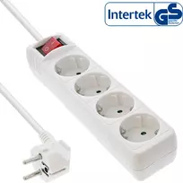 InLine kištukinis lizdas, 4 jungtys su įžeminimu CEE 7/3, su jungikliu, baltas, 1,5 m