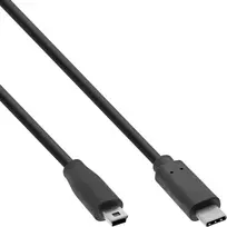InLine USB 2.0 laidas, USB-C (vyriškas) / mini-B (vyriškas, 5 kontaktų), juodas, 2 m