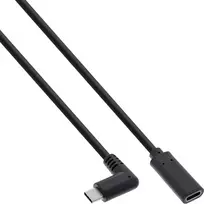 InLine USB 3.2 Gen.1x2 laidas, USB-C lenktas kištukas / lizdas, juodas, 1 m