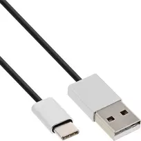 InLine USB 2.0 laidas, USB-C kištukas / USB-A kištukas, juodas/aliuminis, lankstus, 5 m