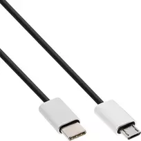 InLine USB 2.0 laidas, USB-C (vyriškas) / Micro-B (vyriškas), juodas/aliuminis, lankstus, 0,5 m