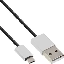 InLine Micro-USB 2.0 laidas, USB A / Micro B M/M, juodas/alu, lankstus, 2m