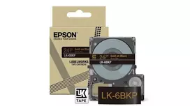 Lipnių etikečių juosta Epson LK-6BKP juoda ant auksinio 2,4 cm termo perdavimo