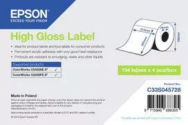 Epson C33S045728 lipdukai, balti, savaiminio klijavimo, 76x127 mm, 194 vnt.