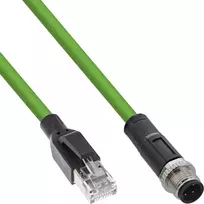 InLine pramoninis tinklo kabelis, M12 4 kontaktų D-koduotas kištukas į RJ45, PUR 5m