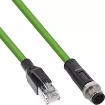 InLine pramoninis tinklo kabelis, M12 4 kontaktų D-koduotas kištukas į RJ45, PUR 7,5 m