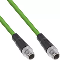 InLine pramoninis tinklo kabelis, M12 8 kontaktų X-koduotas kištukas/kištukas, Cat.6A PUR 15m