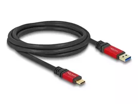USB laidas DeLOCK 80618 10Gbps, A tipo į C tipą, 2 m, raudonas metalinis