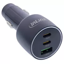 InLine automobilinis USB įkroviklis su Power Delivery, 2x USB-C + QC USB-A, juodas