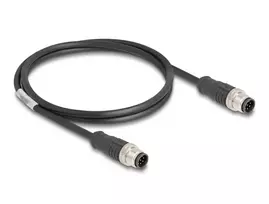 Tinklo kabelis DeLOCK M12 A-koduotas 8 kontaktų vyras-vyras Cat5e 1 m Juodas
