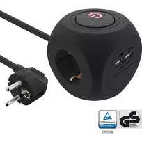 InLine 16499B įkrovimo kubas 3x kištukinis lizdas 2x USB-C 2x USB-A juodas 2m