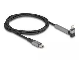 USB Type-C į Lightning įkrovimo ir duomenų laidas su kampuota jungtimi ir stovo funkcija, DELOCK 1,5 m, 9 V 3 A (MFi)