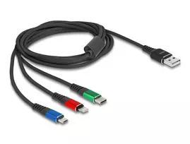 DeLOCK USB įkrovimo laidas 3 in 1 Type-A į Lightning / Micro USB / USB Type-C 30 cm
