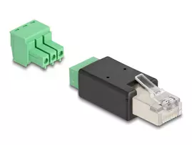 DeLOCK 66607 adapteris RJ45 į 3 kontaktų gnybtų bloką juodas žalias