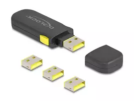 USB prievadų blokatorius DeLOCK 22031 (4 vnt., juodas/geltonas)