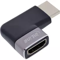 HDMI adapteris 90° InLine 17991D, juodas/pilkas, paauksuoti kontaktai