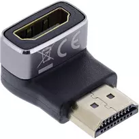 HDMI adapteris 90 laipsnių InLine 17991F, HDMI A kištukas – HDMI A lizdas, juodas/pilkas, auksuoti kontaktai
