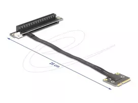 Delock adapteris Mini PCIe kištukas į PCIe 3.0 x16 lizdą, 90 laipsnių kampu, su kabeliu