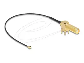 DeLOCK antenos laidas SMA 90° PCB mova koaksialinis 0,15 m I-PEX MHF1 juodas auksinis