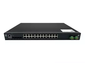 Valdomas L2+ pramoninis PoE jungiklis LevelOne IXP-2871, 24x PoE (370W), 4x 1/2.5/10GbE SFP+, -40°C iki 80°C, 19 inch stelažas