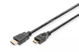 Digitus ASSMANN HDMI kabelis, Mini-HDMI (vyriškas) – HDMI (vyriškas), 3 m, dviguba izoliacija, juoda (AK-330106-030-S)