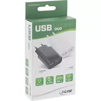 InLine USB maitinimo adapteris DUO, 2 prievadai 100-240VAC iki 5V / 2,1A baltas