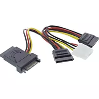 InLine SATA maitinimo adapterio laidas, vyriškas į moterišką, 2x SATA + 4 kontaktų Molex