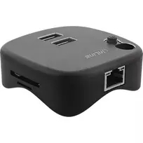 InLine USB 3.0 daugiafunkcis adapteris, 2xUSB-A, RJ45, SD/MicroSD kortelių skaitytuvas, juodas
