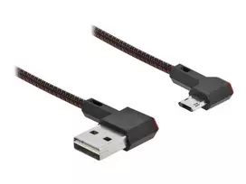 USB laidas DeLOCK EASY-USB 2.0 Type-A vyriškas į Micro-B vyrišką kampu 0,2 m juodas