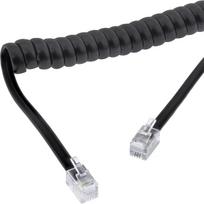 Spiralinis laidas telefono ragelio jungimui, RJ10 4P4C M/M, juodas, 4 m