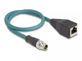DeLOCK M12 adapterio kabelis X-coded 8 kontaktų kištukas į RJ45 lizdą 50 cm