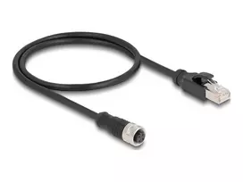 DeLOCK M12 adapteris D-coded 4 kontaktų moteriškas į RJ45 vyrišką 50 cm