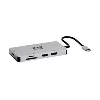 Eaton Tripp Lite USB-C Dock, dviejų ekranų dokas - 4K 60 Hz HDMI, USB 3.2 Gen 1, USB-A šakotuvas, GbE, atminties kortelė, 100W PD įkrovimas, pilka