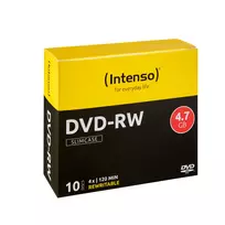 INTENSO DVD-RW 4.7GB 4x, 10 vnt., 120 mm perrašomas optinis diskas, plonas dėklas