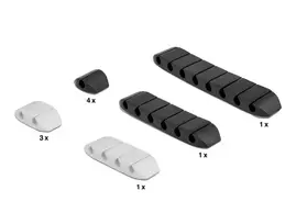 Laikiklis kabeliams DeLOCK trapecijos formos lipnus rinkinys 10 vnt juoda balta