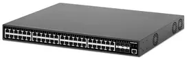 Intellinet 48 prievadų Gigabit Ethernet PoE+ valdomas jungiklis su šešiais 10G SFP+ jungtimis, 450 W PoE biudžetas, L2+/L3 Lite