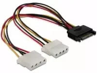 SATA 15 kaiščių į 2x 4 kaiščių Molex moteriškas 20 cm DeLOCK 65159