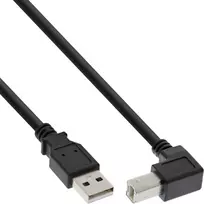 InLine USB 2.0 kabelis žemyn lenktu A tipo kištuku / B tipo kištuku, juodas, 0,5 m