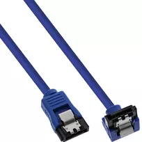 InLine SATA 6Gb/s apvalus mėlynas kabelis 90° kampu su fiksatoriais 0,3 m