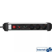 InLine Socket Strip aliumininis 6 lizdų su apsauga ir jungikliu, 1,5 m